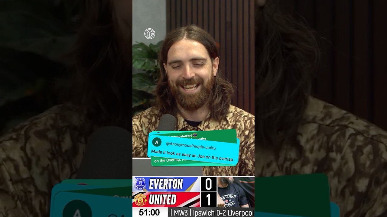 Joe Smith during the Everton watchalong as the notices come in